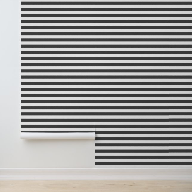 Charcoal Gray and White Classic Horizontal Stripes 壁紙 (アプリケーション)