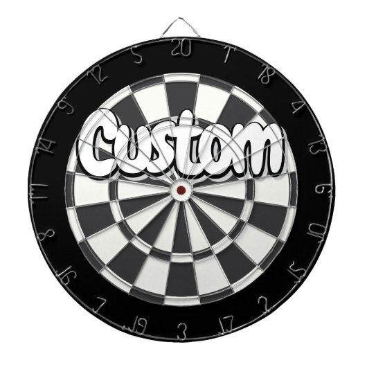 Charcoal Gray, Black, And White Your Text ダーツボード (正面)