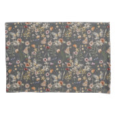 Charcoal Gray Boho Wildflowers 枕カバー (正面)