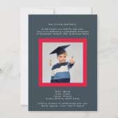 Charcoal Gray Crimson White High School Photo Grad 案内状 (裏面)