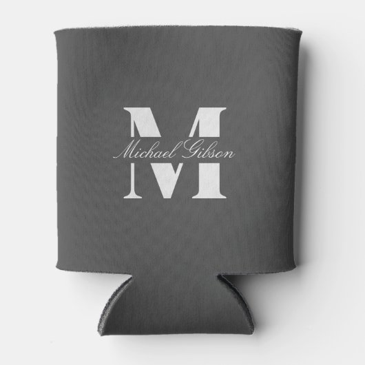 Charcoal Gray | Custom Monogram Wedding Groomsmen  缶クーラー (正面)