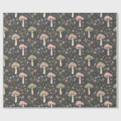Charcoal Gray Earthy Fungi Seamless Pattern ラッピングペーパー (フラット)