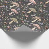 Charcoal Gray Earthy Fungi Seamless Pattern ラッピングペーパー (角)