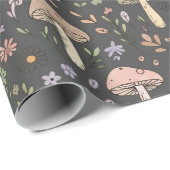 Charcoal Gray Earthy Fungi Seamless Pattern ラッピングペーパー (ロールコーナー)