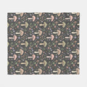 Charcoal Gray Fungi Cozy Neutral Housewarming Gift フリースブランケット (正面(横))