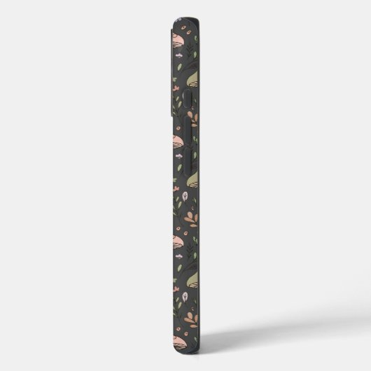 Charcoal Gray Fungi Seamless Pattern Minimalist Case-Mate iPhoneケース (裏面 / 左)