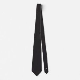 Charcoal Gray Hidden Initials Solid Color Neck Tie ネクタイ