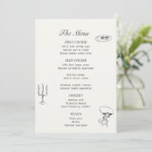 Charcoal Gray Illustrated Wedding Menu メニュー (スタンド正面)