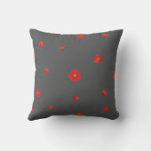 Charcoal Gray Japanese Quince Floral Pattern クッション (裏面)