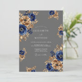 Charcoal Gray Majestic Botanical Wedding 招待状 (スタンド正面)