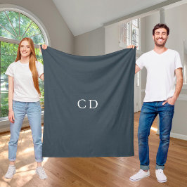 Charcoal gray monogrammed initials modern フリースブランケット