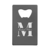 Charcoal Gray | Personalized Monogram Groomsmen  クレジットカード栓抜き (裏面)