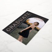 Charcoal Gray Photo Graduation Rose Gold 箔招待状 (回転した状態)