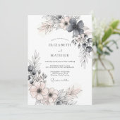 Charcoal Gray Romantic Spring Wedding 招待状 (スタンド正面)