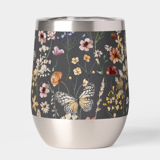 Charcoal Gray Watercolor Wildflowers  (背面)