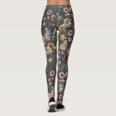 Charcoal Gray Watercolor Wildflowers レギンス (裏面)