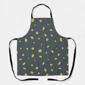 Charcoal Gray Winter Cosmos Floral Pattern エプロン (正面)