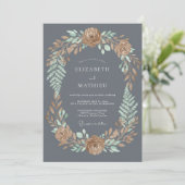 Charcoal Grey Atmospheric Autumnal Wedding 招待状 (スタンド正面)