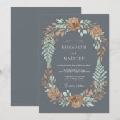 Charcoal Grey Atmospheric Autumnal Wedding 招待状 (正面/裏面)