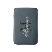 Charcoal grey bath mat with elegant name monogram バスマット (正面縦)
