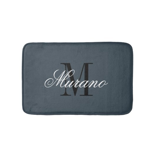 Charcoal grey bath mat with elegant name monogram バスマット (正面)