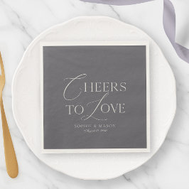 Charcoal Grey “Cheers to Love” Wedding スタンダードランチョンナプキン