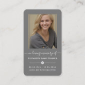 Charcoal Grey Modern Memorial Photo Prayer Card 名刺 (正面)