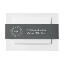 Charcoal Grey Monogram Crest 招待状ベリーバンド