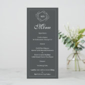 Charcoal Grey Monogram Crest Menu メニュー (スタンド正面)