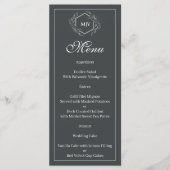 Charcoal Grey Monogram Crest Menu メニュー (正面)