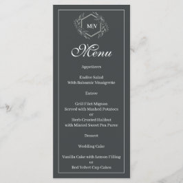 Charcoal Grey Monogram Crest Menu メニュー