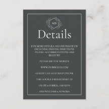 Charcoal Grey QR Code Monogram Enclosure Card