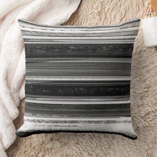 Charcoal Grey Textured Abstract Stripe Pattern クッション (ブランケット)