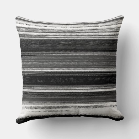Charcoal Grey Textured Abstract Stripe Pattern クッション (裏面)