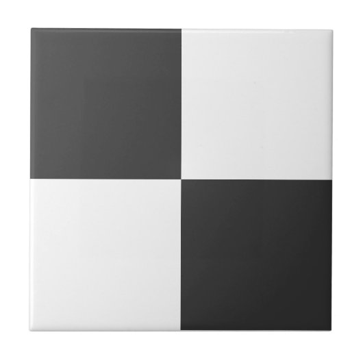 Charcoal Grey & White Square Box Stylish Pattern タイル (正面)