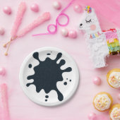 Charcoal Ink Drop Party Plate – Customizable ペーパープレート (パーティー)