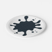 Charcoal Ink Drop Party Plate – Customizable ペーパープレート (アングル)