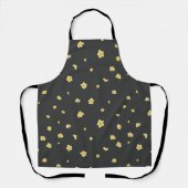 Charcoal Japanese Wintersweet Floral Pattern エプロン (正面)