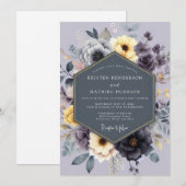 Charcoal Lemon Lyrical Wedding 招待状 (正面/裏面)