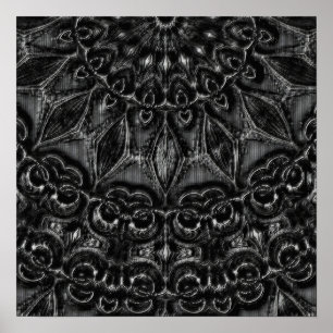 Charcoal Mandala Poster ポスター