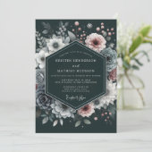 Charcoal Mauve Luminous Bloom Wedding 招待状 (スタンド正面)