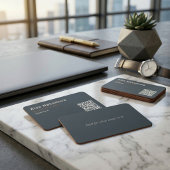 Charcoal Minimal QR Code Tech Founder Startup  名刺