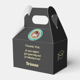 Charcoal Modern Graduation Photo Thank You フェイバーボックス