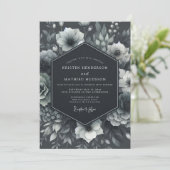 Charcoal Moody Anemone Wedding 招待状 (スタンド正面)