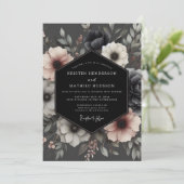 Charcoal Moody Anemone Wedding 招待状 (スタンド正面)