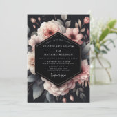 Charcoal Moody Bloom Wedding 招待状 (スタンド正面)