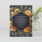 Charcoal Ochre Baroque Wedding 招待状 (スタンド正面)