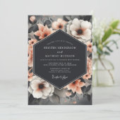 Charcoal Peach Still Life Wedding 招待状 (スタンド正面)