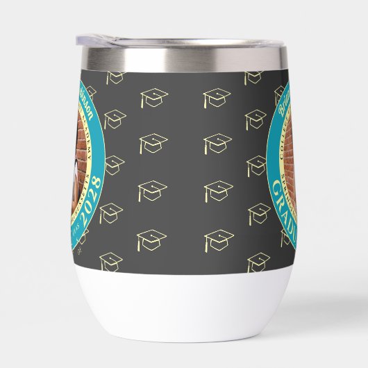 Charcoal Photo Modern Graduation Gift Tumbler (右面)