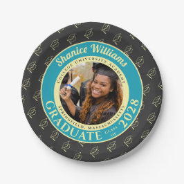 Charcoal Photo Modern Graduation Party ペーパープレート